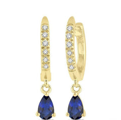 Parkplace Jewelers Pear Shape Gemstone & Petite Diamond Huggie Fashion Earrings 58638PPTSERSPYG