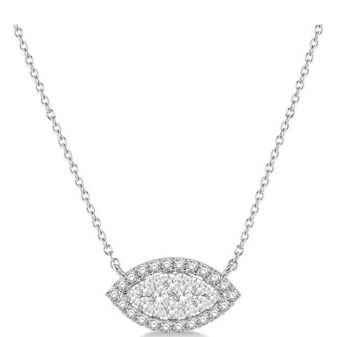 Parkplace Jewelers Marquise Shape East-West Halo Lovebright Essential Diamond Pendant 9963HPPFVNKWG