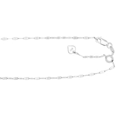 White Sterling Silver Diamond Cut/ Textured Adjustable Flat Mariner Necklace