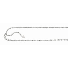 White Sterling Silver Diamond Cut/ Textured Adjustable Singapore Necklace