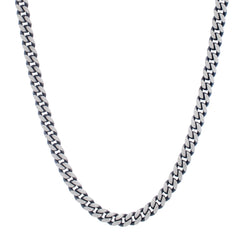 Black/Gunmetal Sterling Silver Polished Fancy Links Bracelet