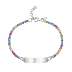 White Sterling Silver Polished Rainbow Fashion Bracelet