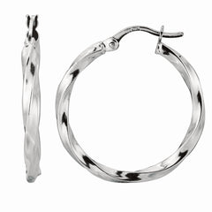 White Sterling Silver Polished Fancy Hoops Earring