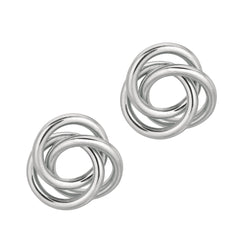 White Sterling Silver Polished Love Knots Earring