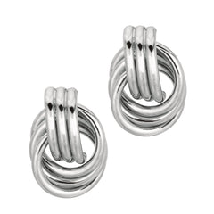 White Sterling Silver Polished Love Knots Earring