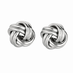 White Sterling Silver Polished Love Knots Earring
