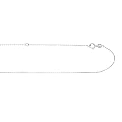 White Sterling Silver Polished Extendable Cable Necklace