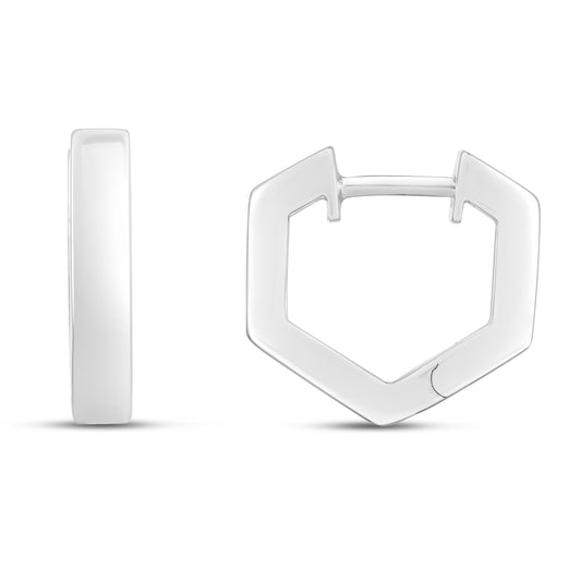 White Sterling Silver Polished Fashion Huggies Earring