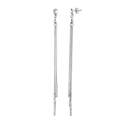 White Sterling Silver Diamond Cut/ Textured Shoulder Dusters Earring
