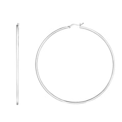 White Sterling Silver Polished Runway Hoops Earring