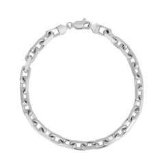 White Sterling Silver Polished French Cable Bracelet