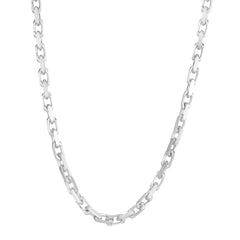 White Sterling Silver Polished French Cable Necklace