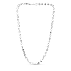 White Sterling Silver Diamond Cut/ Textured Moon Necklace
