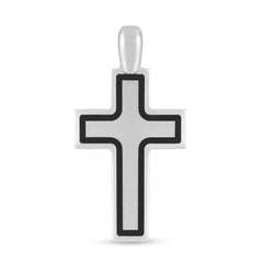 White Sterling Silver Polished Cross Pedants Charm
