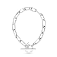 White Sterling Silver Polished Italian Fashion Link Chains Bracelet