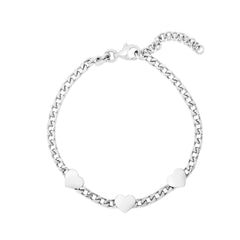White Sterling Silver Polished Love Themed Bracelet