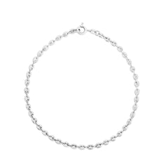 White Sterling Silver Polished Mariner Fashion Anklet