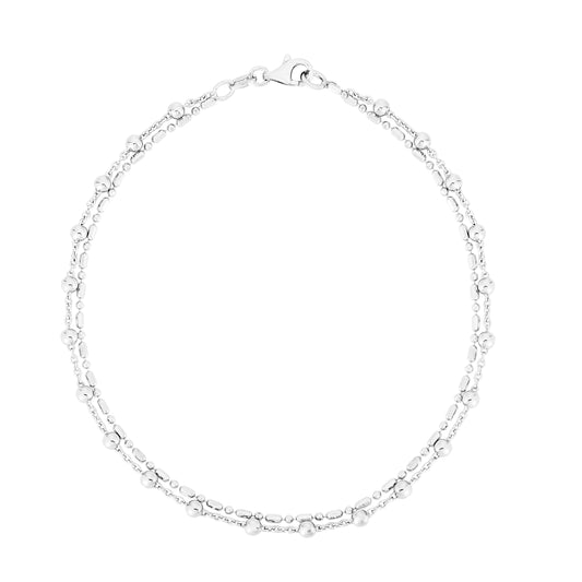 White Sterling Silver Polished Fashion Chain Anklets Anklet