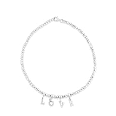 White Sterling Silver Polished Fashion Chain Anklets Anklet