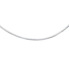 White Sterling Silver Polished Round Omega Necklace