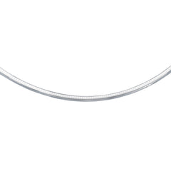 White Sterling Silver Polished Round Omega Necklace