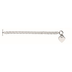 White Sterling Silver Polished Charm Bracelet With Toggle Bracelet