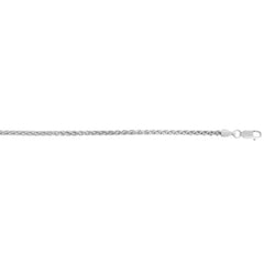 White Sterling Silver Diamond Cut/ Textured Round Wheat Necklace
