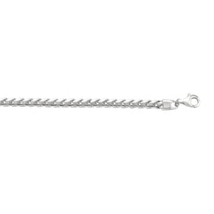 White Sterling Silver Polished Round Franco Bracelet