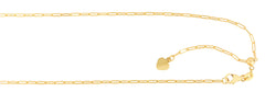 Yellow Gold Polished Adjustable Paperclip Necklace