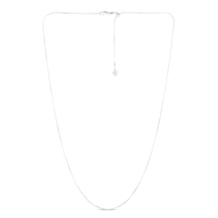 White Gold Diamond Cut/ Textured Adjustable Octagon Snake Necklace