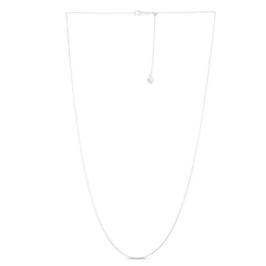 White Gold Polished Adjustable Cable Necklace
