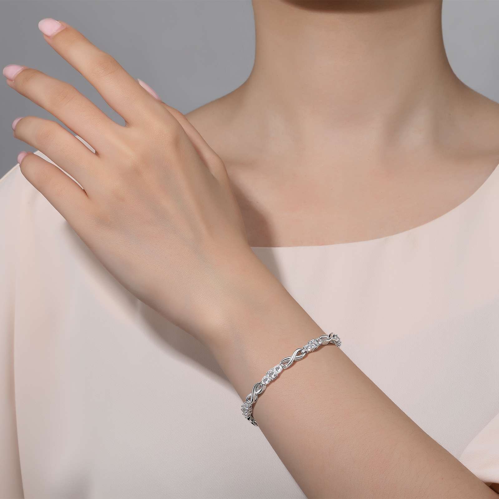 LAFONN 4.23 CTW 3-Stone Infinity Alternating Bracelet B0042CLP72