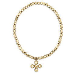 Enewton Classic Gold 3mm Bead Bracelet - Classic Beaded Signature Cross Gold Charm - 4mm Bead Gold BCLG3CLSCG4