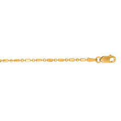 Yellow Gold Diamond Cut/ Textured Diamond Cut Bar & Bead Necklace