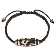 11x38mm Tibet Eye Agate w/Hematite Beads Black Cord Bracelet BF2113