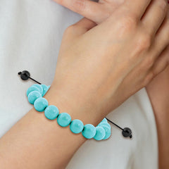 10mm Treated Turquoise and Black Cord Bracelet BF2124
