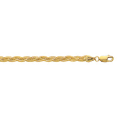 Yellow Gold Diamond Cut/ Textured Braided Fox Necklace