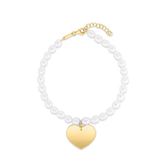 Yellow Gold Polished Gold & Pearl Fashion Bracelet