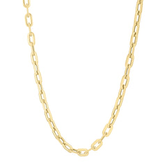 Yellow Gold Polished Paperclip Fashion Necklace