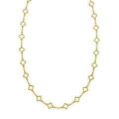 Yellow Gold Polished Golden Clovers Necklace
