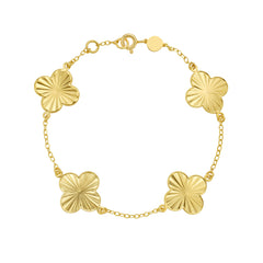 Yellow Gold Polished Golden Clovers Bracelet