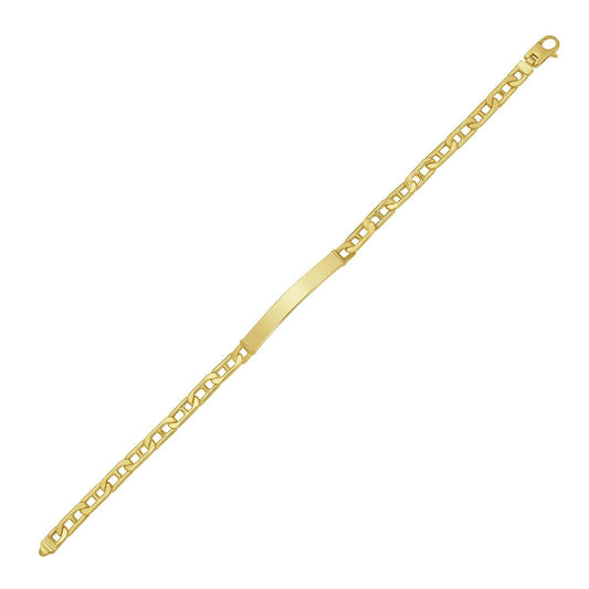 Yellow Gold Polished Railroad Links Fancy Chain