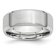 Chisel Cobalt Satin and Polished Beveled Edge 8mm Band