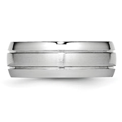 Chisel Cobalt Polished and Satin Grooved 8mm Band