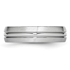 Chisel Cobalt Satin and Polished Grooved 6mm Band