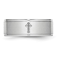 Chisel Cobalt Satin and Polished Ridged Edge 8mm Band