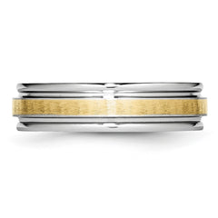 Chisel Cobalt 14k Gold Inlay Satin and Polished 6mm Band