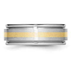 Chisel Cobalt 14k Gold Inlay Satin and Polished 8mm Band