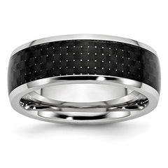 Chisel Cobalt Polished Black Carbon Fiber Inlay 8mm Band