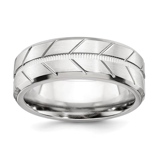 Chisel Cobalt Brushed and Polished Beveled 8mm Band